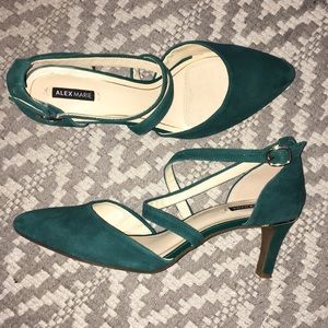 Teal kitten heels